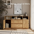 63 Inch Natural Solid Wood Sideboard With Drawers Storage