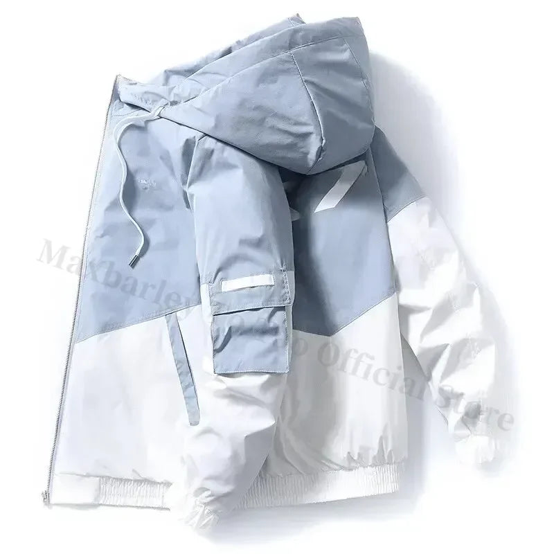 Men's Coat Casual Korean Style Spring Fashionable Thin Topmen's Jacket Hood Student Workwear Jacket Harajuku Street Clothing