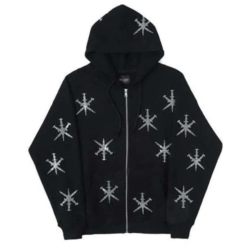Men's Oversized Zip Hoodie Spider Print Hoodie Y2K Hip Hop Street Style Fashion Punk Sports Jacket Pullover Jacket Apparel