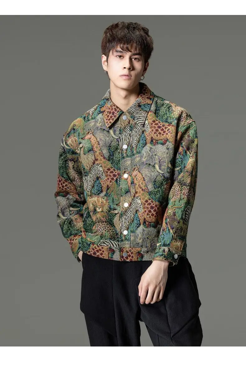 New Chinese Style Men's Clothing Trendy Casual Printed Jacket Men's Styles Domineering and Trendy Styles