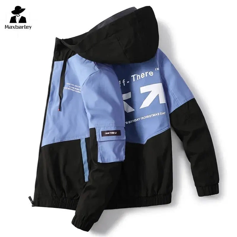 Men's Coat Casual Korean Style Spring Fashionable Thin Topmen's Jacket Hood Student Workwear Jacket Harajuku Street Clothing