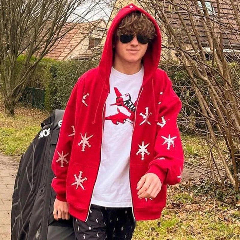 Men's Oversized Zip Hoodie Spider Print Hoodie Y2K Hip Hop Street Style Fashion Punk Sports Jacket Pullover Jacket Apparel